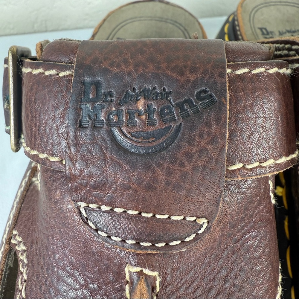 Vintage Dr. Doc Martens 8A59 Fisherman Sandals Chunky Buckle Strap Brown Slides - Picture 5 of 15